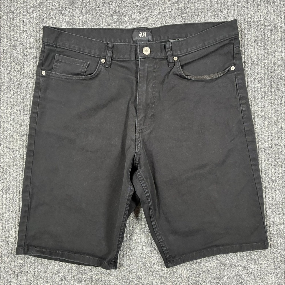 H&M Bermuda Shorts Womens 30 Black Denim Mid Rise Stretch Casual 04744717